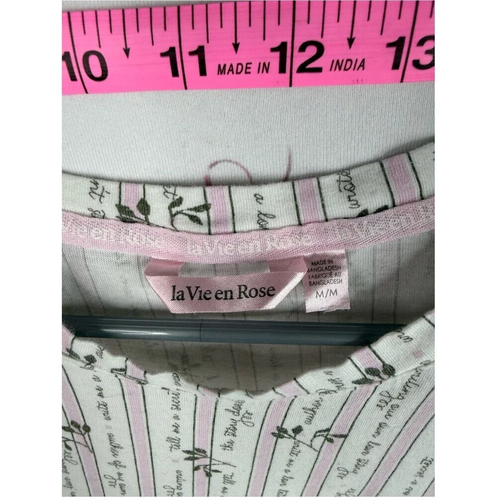 La Vie En Rose night gown dress flowers Cream and Pink Floral Stripe Nightshirt